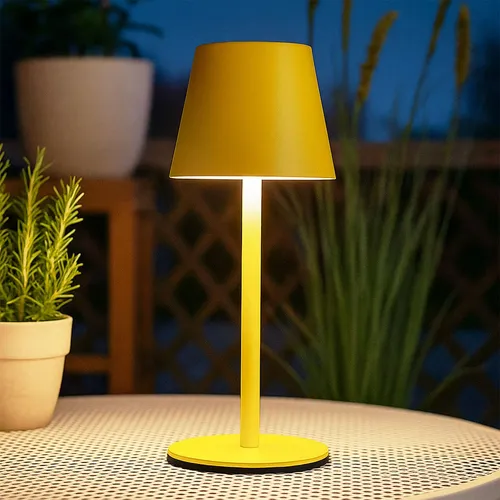LED Tischlampe mit Flaschenaufsatz und Touchdimmer - Moderne LED Tischlampe für drinnen und draußen, dimmbar mit Touch-Bedienung, inklusive Akku und USB-C Kabel. Vielseitig einsetzbar als Beistell- oder Terrassenleuchte.