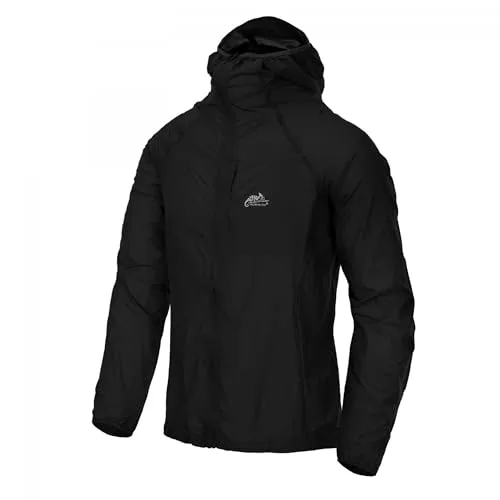 Helikon-Tex TRAMONTANE Wind Jacket - Black - Funktionsjacke aus 100 % Nylon, ultraleicht (ca. 120 g) und passt perfekt in die Selfpack-Tasche – ideal für Outdoor-Abenteuer.