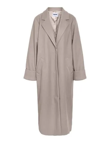 Noisy may Langmantel NMCADDY L/S LONG COAT FWD NOOS - Beige S (36) - Funktionsjacke aus 100% recyceltem Polyester, schnell trocknend und elegant mit Kapuze, perfekt für stilbewusste Frauen.