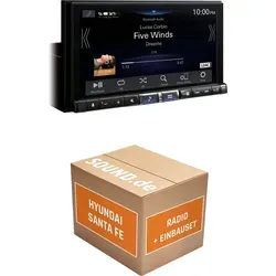 Alpine iLX-705D Autoradio Einbaupaket für Hyundai Santa Fe CM mit Wireless CarPlay - Vollständiges Einbaupaket für Hyundai Santa Fe (2006-2012) mit dem Alpine iLX-705D. Genießen Sie drahtloses Apple CarPlay und Android Auto – einfaches Upgrade ohne Kabelsalat!