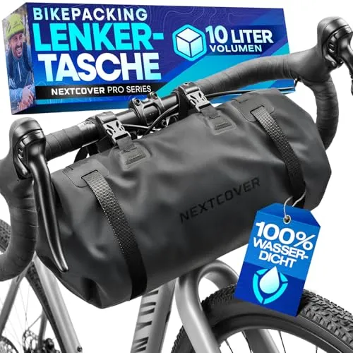 Nextcover® Bikepacking Lenkertasche 10L in schwarz von Nextcover
