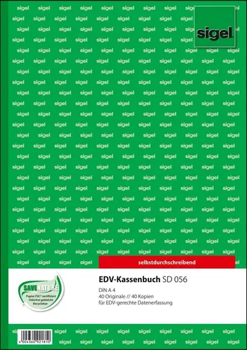 Sigel® SD056 EDV-Kassenbuch A4 - 5er Set - Sonstige, 1. und 2. Blatt bedruckt für einfache Buchführung, ideal für Unternehmen und Selbstständige.