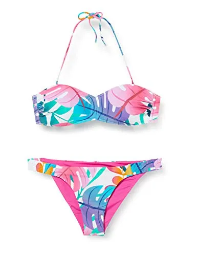 ARENA Damen Bikini Damen Bandeau Bikini Allover, Pink Flambe' Multi, 36, 003056