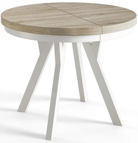 Runder Esszimmertisch EVO - Ausziehbar von 80 cm bis 130 cm - Esstisch mit modernem Design und hochwertigen Materialien, ideal für kleine Wohnungen. Einfach ausziehbar für zusätzliche Gäste, stabil und leicht zu reinigen.