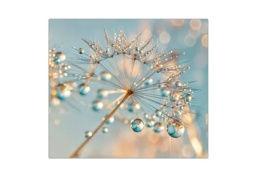 Primedeco Herd-Abdeckplatte Herdabdeckplatte Spritzschutz aus Glas Pusteblume Wassertropfen, Glas, (1 tlg)