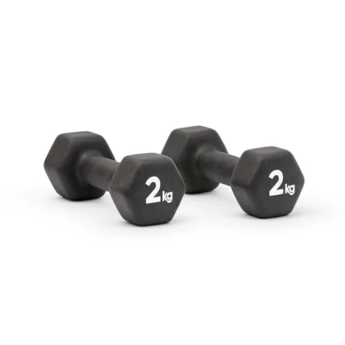 adidas Hantel Schwarz 2 kg - Ideal für Fitness - Ausrüstung: 1 Paar Hanteln mit 2 kg, hexagonales Design verhindert das Rollen, Neoprenbeschichtung für angenehmen Griff.