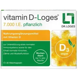 Vitamin D-Loges 7.000 IE pflanzlich - Veganes Wochendepot - Arzneimittel zur wöchentlichen Vitamin D3-Versorgung, unterstützt das Immunsystem und fördert gesunde Knochen. Ideal für Veganer, aus nachhaltig gezüchteten Algen.
