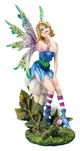 Figuren Shop GmbH Fantasy-Figur Elfenfigur - Bluey nachdenklich - Wunderschöne Elfenfigur aus Polyresin, ideal als Deko für jeden Anlass. Mit einer Höhe von 26,5 cm und detailreicher Ausarbeitung bringt sie Fantasie in Ihr Zuhause.