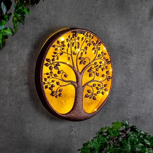 Spetebo LED Solar Wanddeko BAUM antik bronze in bronze von Spetebo