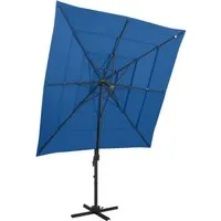 Sonnenschirm mit Aluminium-Mast 4-lagig Azurblau 250x250 cm