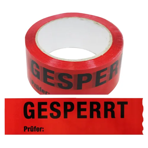 Produktbild Klebeband Gesperrt Prüfer, Rot, Folie, 50 mm x 66 m, 1 Rolle