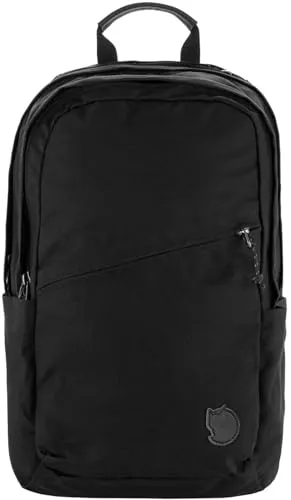 Fjällräven Unisex Räven 20L Rucksack - Schwarz - Nachhaltiger 20-Liter-Rucksack mit gepolstertem Laptopfach für Geräte bis 15 Zoll. Ideal für Alltag und Reisen, aus Bio-Baumwolle und recyceltem Polyamid.