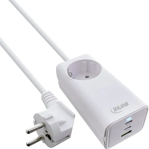 InLine USB Netzteil 65W GaN Ladegerät - Comics & Graphic Novels - Kompaktes 65W GaN Ladegerät mit 2x USB-C und 1x USB-A Anschluss, ideal für schnelles Laden mehrerer Geräte gleichzeitig!