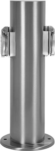 Edelstahl Steckdosensäule mit 2 Steckdosen für den Garten - Praktische Mehrfachsteckdose aus Edelstahl, ideal für den Außenbereich. Robuste Bauweise, IP44 Schutz, perfekt für die Stromversorgung im Garten.