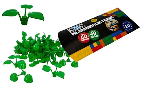 CMC imports 20 x Pflanze Hellgrün Brightgreen Klemmbausteine Bausteine Kompatibel mit 3 großen Blättern Blumen für Garten City Deko Wald Grün 6255