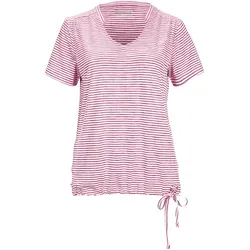 killtec Damen Lilleo Funktions T-Shirt in Magenta, Größe 38 - Damen T-Shirt für aktive Freizeit, feuchtigkeitstransportierend und schnelltrocknend mit modischer Streifen-Optik und verstellbarem Saum für optimalen Tragekomfort.