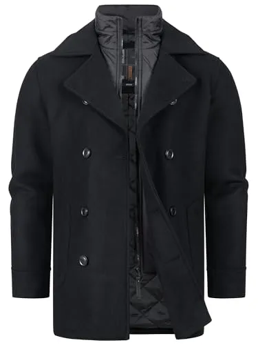 Indicode Herren INLunil Kurzmantel mit Stehkragen | Stilvoller Wollmix-Mantel für Männer in Schwarz, Größe XL - Robuster Kurzmantel mit wärmem isolierendem Innenfutter, ideal für kalte Wintertage. Bequeme Passform für optimalen Tragekomfort. Hochwertige Verarbeitung und modernes Design für jeden Anlass.