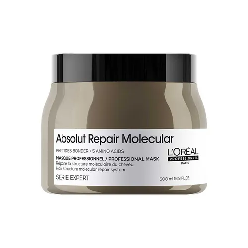 L'Oréal Professionnel Série Expert Absolut Repair Molecular Maske (500 ml) - Haarkur zur Reparatur geschädigter Haare, angereichert mit Peptidbond und Aminosäuren für sofortige Geschmeidigkeit und Kämmbarkeit.