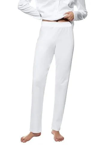 Mey Nachtwäsche Serie Malea Damen Yoga Pants Weiß M(40) - Bequeme Yoga Pants mit legerer Passform und Komfortbund. Ideal für entspannte Nächte und zertifiziert mit GOTS & Grüner Knopf für geprüfte Qualität.