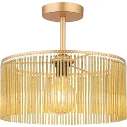 Elegante Deckenlampe in Gold mit Amber-Schirm - Lampen - Stilvolle Deckenleuchte aus Metall und Acryl, ideal für Esszimmer und Wohnzimmer, schafft eine warme Atmosphäre mit zeitloser Eleganz.