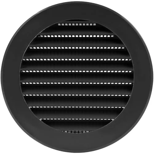 Vent Systems Schwarz Lüftungsgitter Rund 100mm – Kunststoff Belüftungsgitter mit Insektenschutz – Gitterabdeckung – Lüftung Abdeckung für Badezimmer, Heimbüro, Küche
