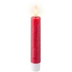 Lumineo 487344 LED Spitzkerze Wachs indoor - Elegante LED Spitzkerze in Weihnachtsrot mit warmweißem Flammeneffekt. Ideal für die stimmungsvolle Dekoration im Innenbereich, Betriebszeit bis zu 80 Stunden.