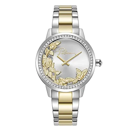 Damenuhr Police PEWLG2202241 - Elegante Armbanduhr - Armbanduhr für Damen mit Ø 34 mm, aus hochwertigem Edelstahl und inklusive Markenetui. Stilvolles Design in Grau und Gold für jeden Anlass.