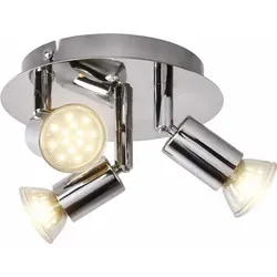 Briloner LED Badleuchte Deckenleuchte 3 Flammig Chrom Ø 16cm Schwenkbar - Silber