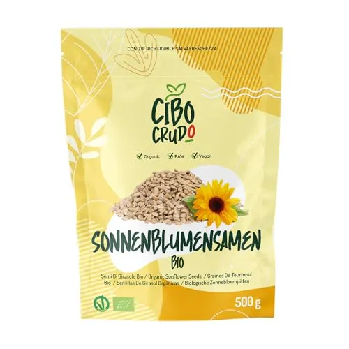 Sonnenblumenkerne Geschält Bio - 500g. Geschälte Sonnenblumenkerne Ungeröstet und Ungesalzen. Quelle für Vitamin E Selen und Magnesium. Ideal für Kekse Brot Pizza und Salat.