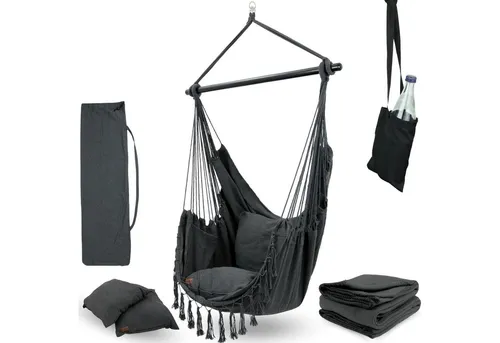 deluxe4home Hängesessel Hängeschaukel in grau von deluxe4home