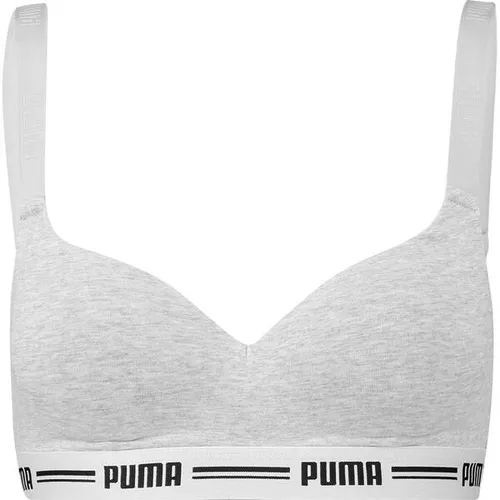 PUMA Damen Short Top Tee-shirt Grey Melange - Funktionsunterwäsche mit weicher Schaumstoffpolsterung für hohen Tragekomfort und verstellbaren Schulterträgern für individuelle Passform.