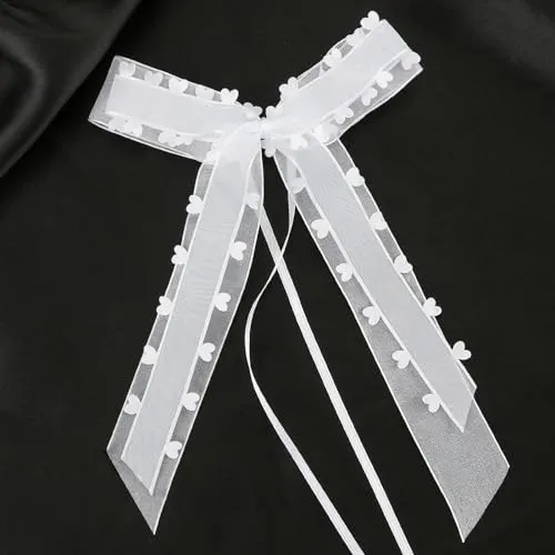 VGOODALL 30 Stück Autoschleifen Hochzeit Weiß, Handgemachte Satin Schleifen 25 x 12 cm für Hochzeitsauto Deko und Geschenkverpackung, Wiederverwendbar, Auch geeignet für dezente Weihnachtsdeko