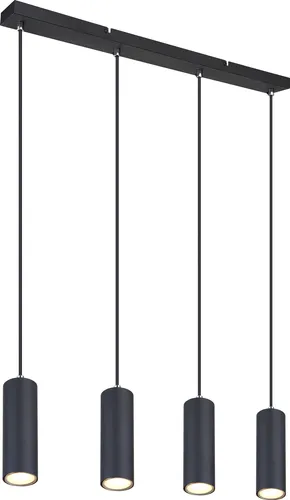 Globo Lighting Hängeleuchte Robby, 4x GU10 - Moderne Hängeleuchte in matt schwarz, ideal für individuelles Lichtdesign mit 4 GU10 Fassungen. Perfekt für Wohnzimmer und Essbereiche.