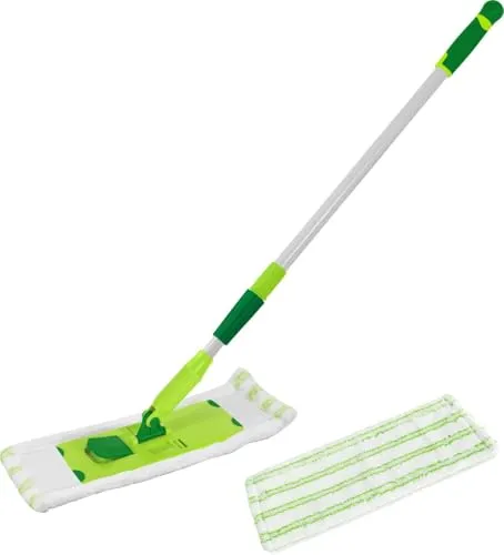 TrendLine Bodenwischer mit Stiel und 2 Mikrofaserbezügen - Nass- & Trockenmopps für den Haushalt, ideal für effiziente Bodenreinigung mit 42 cm Wischbreite und einfache Handhabung dank praktischem Stiel.