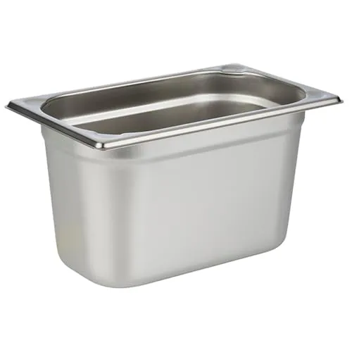 APS 81406 GN 1/4 Behälter, rostfreier Gastronormbehälter Edelstahl, Abmessungen 265 x 160 mm/Höhe 150 mm/Volumen 4,0 Liter