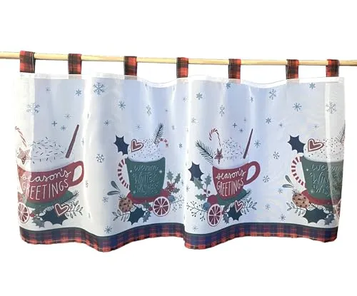 heimtexland ® Scheibengardine Weihnachten Advent Deko Gardine 45x120 Winter Wishes Fensterdekoration Schneeflocken Voile transparent Typ651