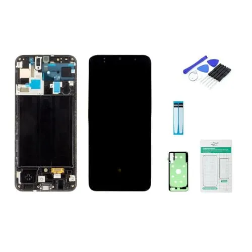 kaputt.de Display und Rahmen kompatibel mit Samsung Galaxy A50 schwarz Set