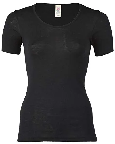 Engel Damen Kurzarm Unterhemd, Schwarz, 34/36