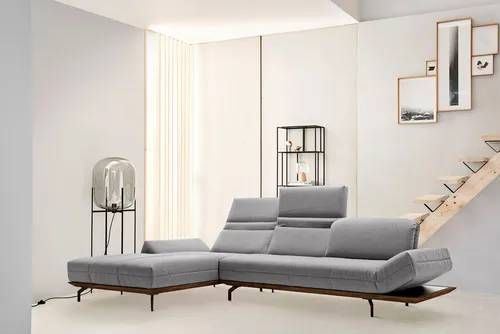 Creation BY ROLF BENZ Ecksofa CR.420, Designecksofa, bequem, verstellbare Rückenlehne, L-Form, in 2 Qualitäten, Holzrahmen in Eiche Natur oder Nußbaum, Breite 313 cm