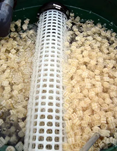 Happykoi Filtersiebrohr Gitterrohr Siebrohr für Hel-X Teich Filter für schwimmende Filtermedien mit Endkappe Ø110 mm/L= 33 cm, Farbe: weiß