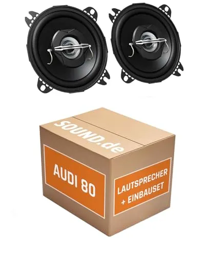 Lautsprecher Boxen Einbaupaket für JVC CS-J420 kompatibel mit Audi 80 B3 + Limousine Armaturenbrett | 2X Tief-Mitteltöner mit integriertem Hochtöner 210W MAX
