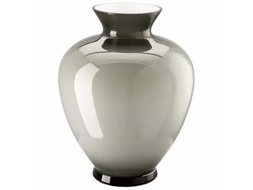 Gianna Grey - Glas Vase 36 cm - Elegante Glasvase für farbenfrohe Sträuße, mundgeblasen in stilvollem Grau. Perfekt für Schnittblumen und als Blickfang in jedem Raum.