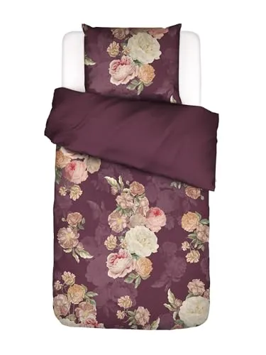 ESSENZA Bettwäsche Orianna Mauve Wine, 155x220 + 1x 80x80 cm - Elegante Bettwäsche aus 100% Bio-Baumwollsatin mit softer Haptik und dezentem Glanz. Atmungsaktives Material für hohen Schlafkomfort, waschbar bis 60 °C. GOTS-zertifiziert und ideal kombinierbar.