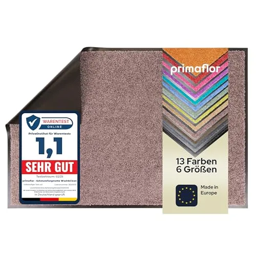 Primaflor Schmutzfangmatte CLEAN – Mauve, 40x60 cm | Saugstarke, Schwer entflammbare Fußmatte | Rutschfester Türvorleger für Innen | Türmatte für Eingangsbereich | Sauberlaufmatte mit Gummirand