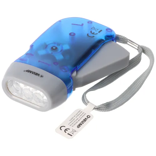Velamp 3fach LED Dynamo Taschenlampe wiederaufladbar, Blau und Gelb