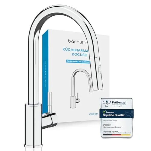 Bächlein Kocuso Spültischarmatur - Hochwertige Küchenarmatur mit elegantem Design, ausziehbarem Flexschlauch und 360° Schwenkbereich für maximale Flexibilität in der Küche.