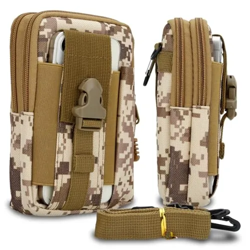 Cadorabo Taktische Handytasche in Camouflage BEIGE -Molle-EDC-Tasche kompatibel mit Samsung Galaxy S24 Ultra mit Schultergurt -Handyhalter, Militär Gürteltasche, Hüfttasche