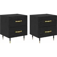 vidaXL Nachttisch 2 pcs Schwarz Eichen-Optik - Moderne Nachttische mit viel Stauraum, ideal für Schlafzimmer. Robuste Bauweise aus Holzwerkstoff, elegante Stahlbeine und pflegeleichte Oberfläche.