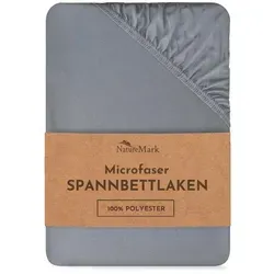 NatureMark Spannbettlaken Mikrofaser Spannbetttuch, Polyester, Gummizug: rundum, viele Größen und Farben Markenware, 180x200cm, Mittelgrau grau 180 cm x 200 cm