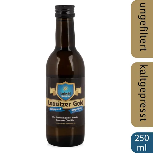 Leinöl kaltgepresst - Lausitzer Gold ungefiltert erste Pressung Omega 3, 250ml